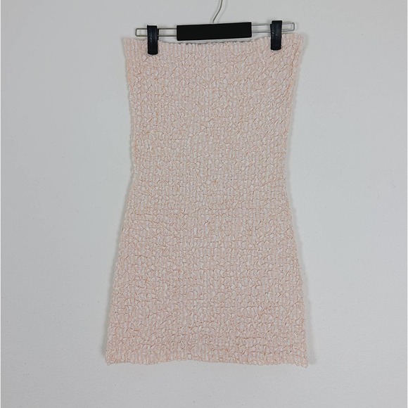 NWT Petersyn Nora Smocked Strapless Bodycon Mini Dress in Melon Size M - Picture 2 of 6
